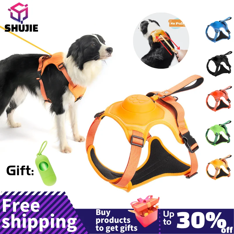 Dog Collar Harness for Medium Large Dogs Explosion-Proof Punch Breathable Adjustable Pet Harness Vest Outdoor Outdoor Training - Image 3